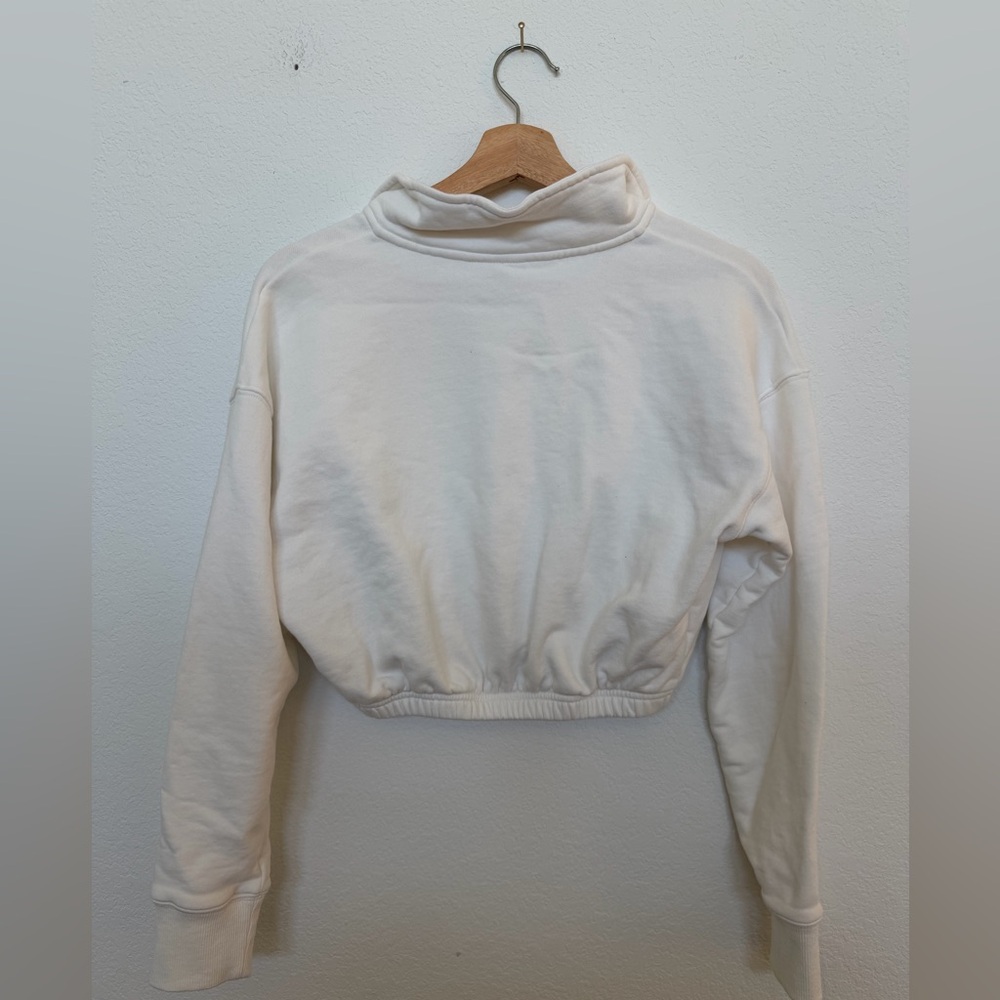 NIA The Brand Cinched Half Zip in White Size XS Crewneck Sweatshirt Athleisure - Picture 3 of 6